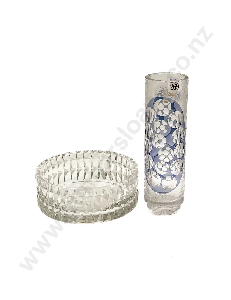 Large Cut Crystal Bowl and Bohemia Glass Vase Image 1++