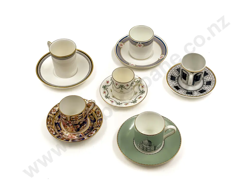 Six Assorted Coffee Cans & Saucers Image 1++