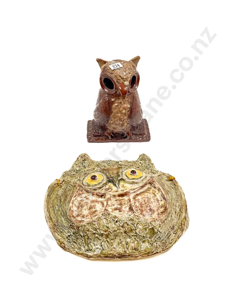 Neil Thompson Pottery Owl Ornament with Owl Wall Hanging Image 1++