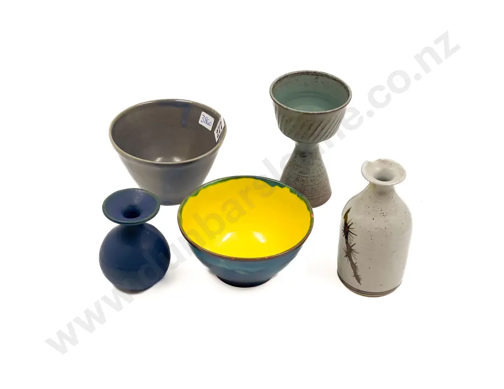Two Catherine K. Smyth Pottery Bowls with Three Others Image 1++