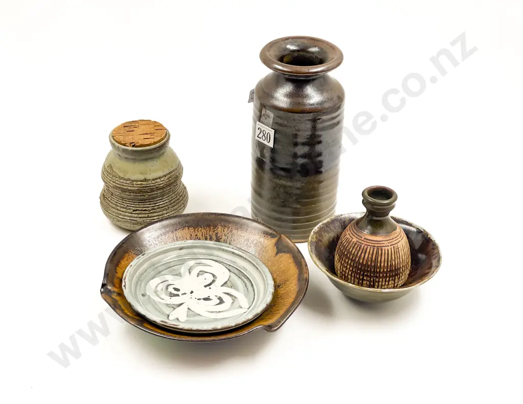 Dave Wooland Pottery Vase with Patricia Peter White Dish & Others Image 1++