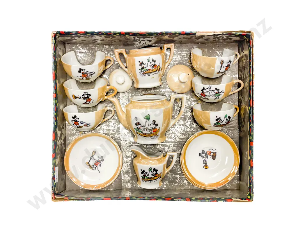 Early Original Boxed Japanese Mickey Mouse Toy Tea Set Image 1++