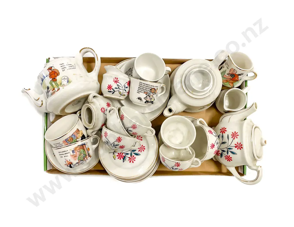 Two English Printed China Toy Tea Sets Image 1++