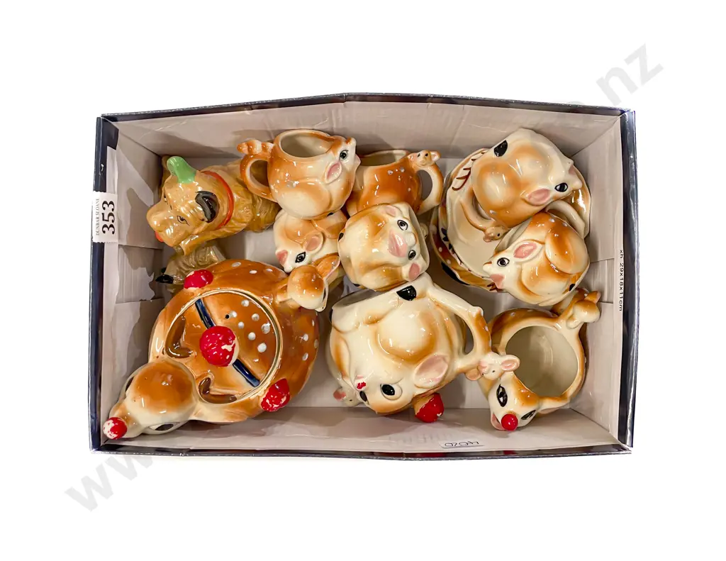 Japanese Moulded Deer Tea Set and Dog Set Image 1++