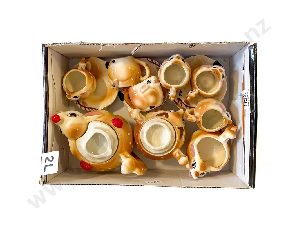 Japanese Moulded Deer China Tea Set Image 1++