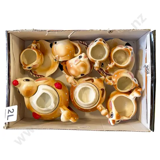 Japanese Moulded Deer China Tea Set