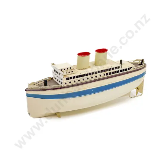 Unmarked Arnold Tin Plate Two Funnel Steam Boat