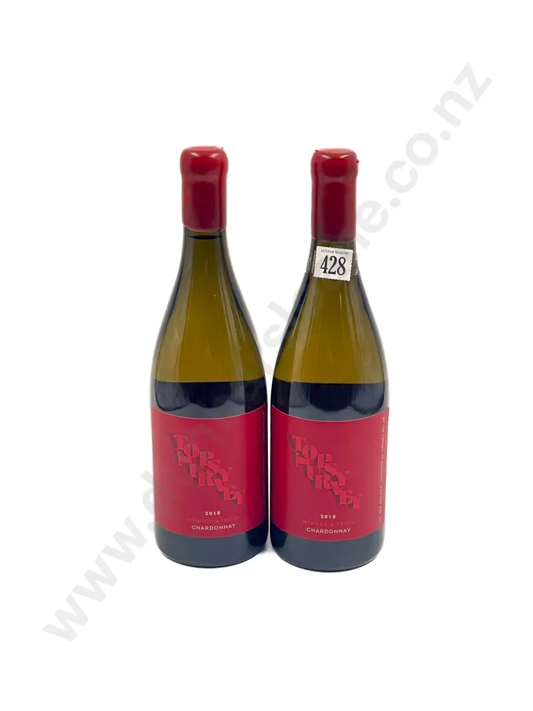 NZ 2018 Topsy Turvey Chardonnay x2 btls Image 1++