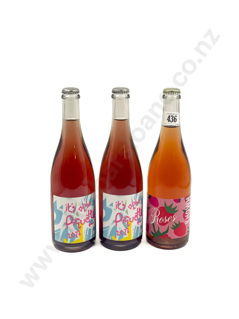 NZ 2022 Known Unknown Rose x1 btls and NZ 2022 Petane Gamay Piquette x2 btls Image 1++