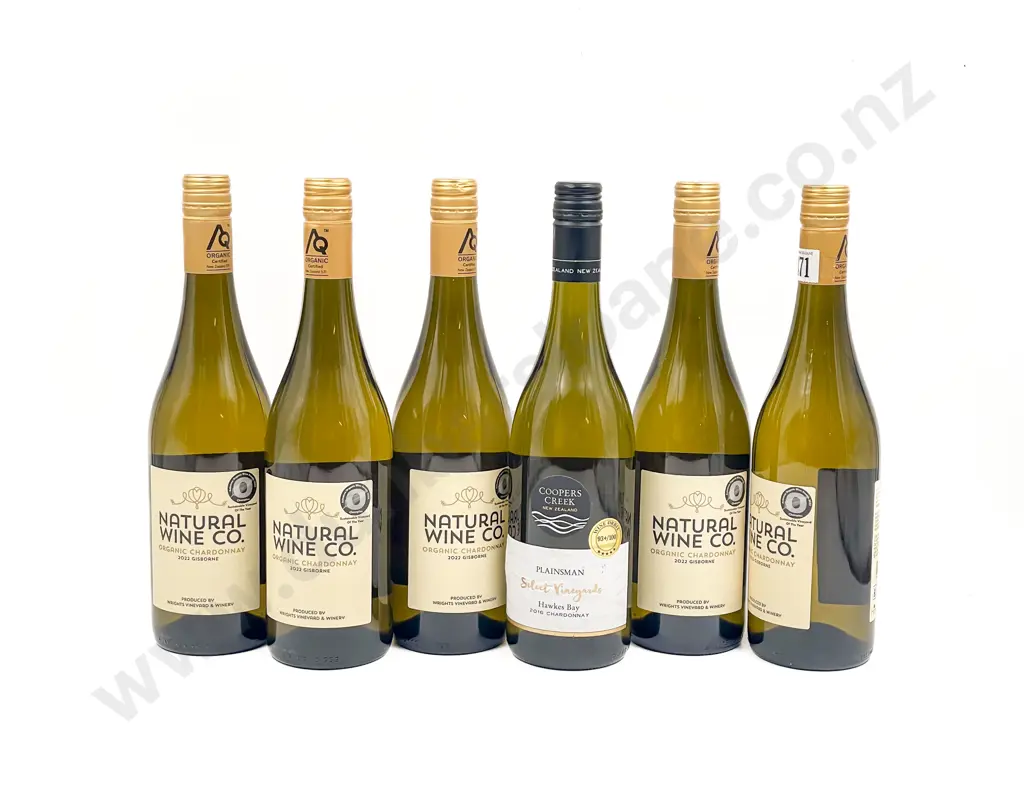 NZ 2022 Natural Wine Co. Pinot Gris x5 btls with NZ 2016 Coopers Creek Chardonnay x1 btl Image 1++