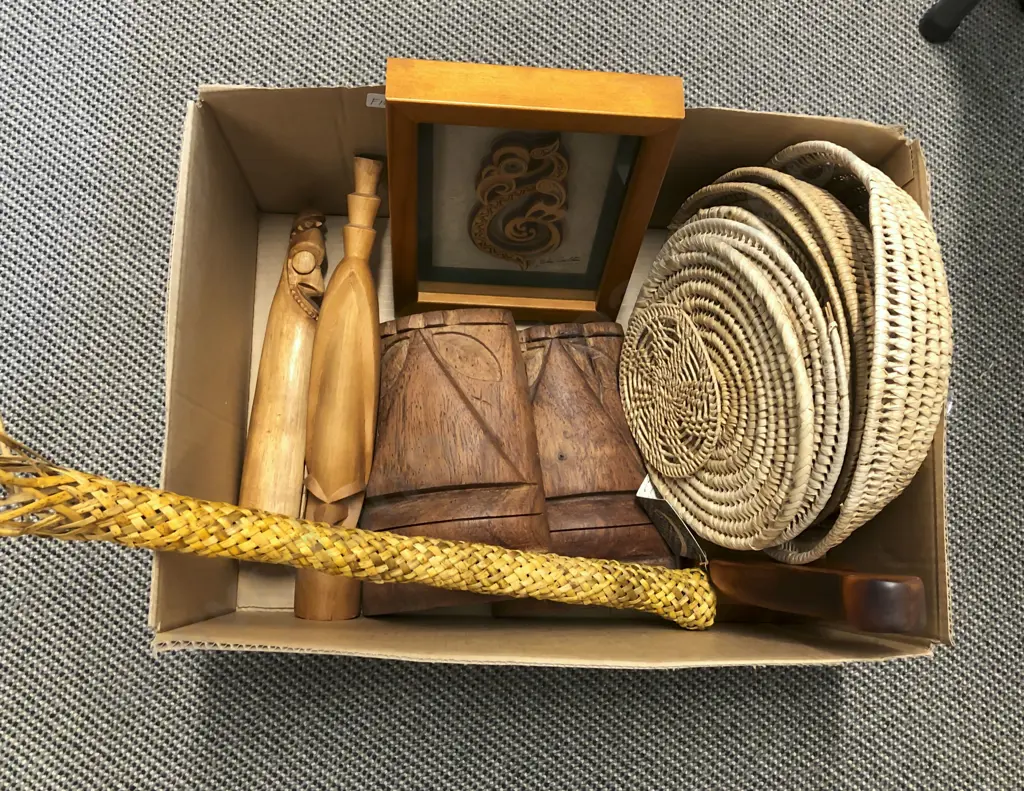 Framed Manaia by Mike Carlton with Other Assorted Woodware etc Image 1++