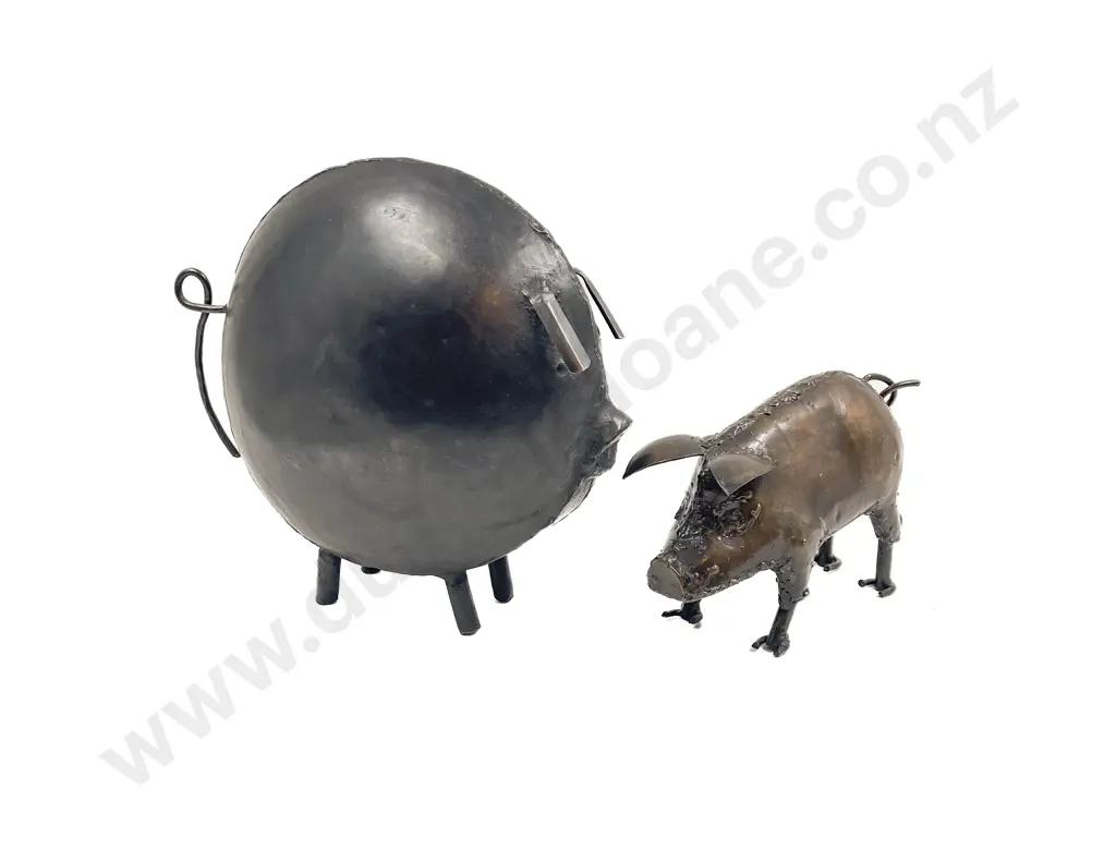 Two Metal Pig Ornaments Image 1++