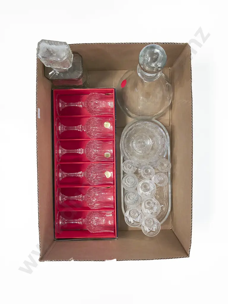 Box French Crystal Wine Glasses with Other Assorted Crystal Image 1++