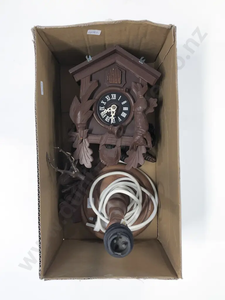 Country Themed Cookoo Clock with Turn Wood Lamp Base Image 1++