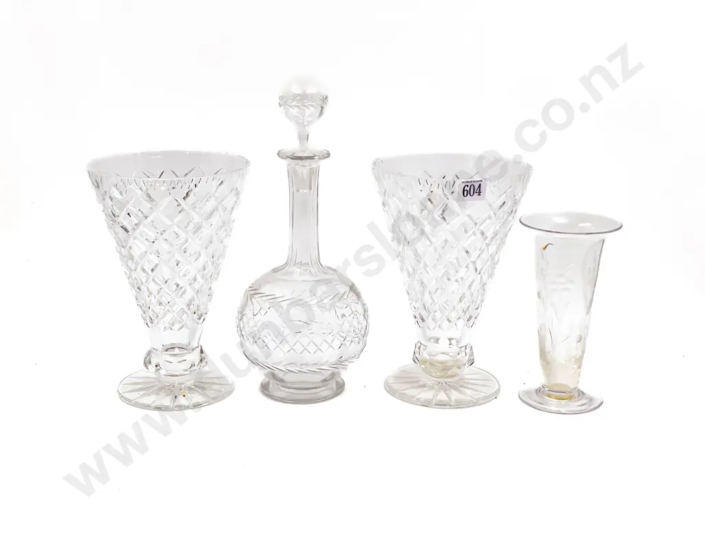 Stuart Crystal Vase with Decanter and Two Others Image 1++