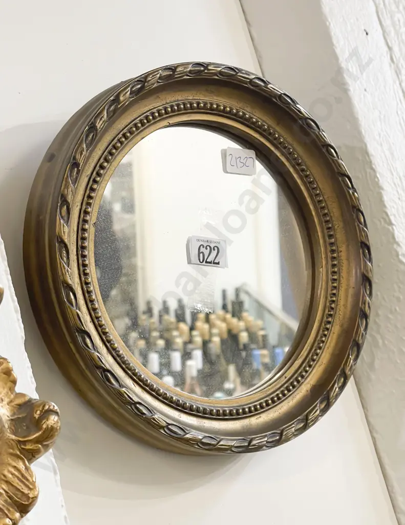 Small Circular Gilt Framed Wall Mirror Image 1++