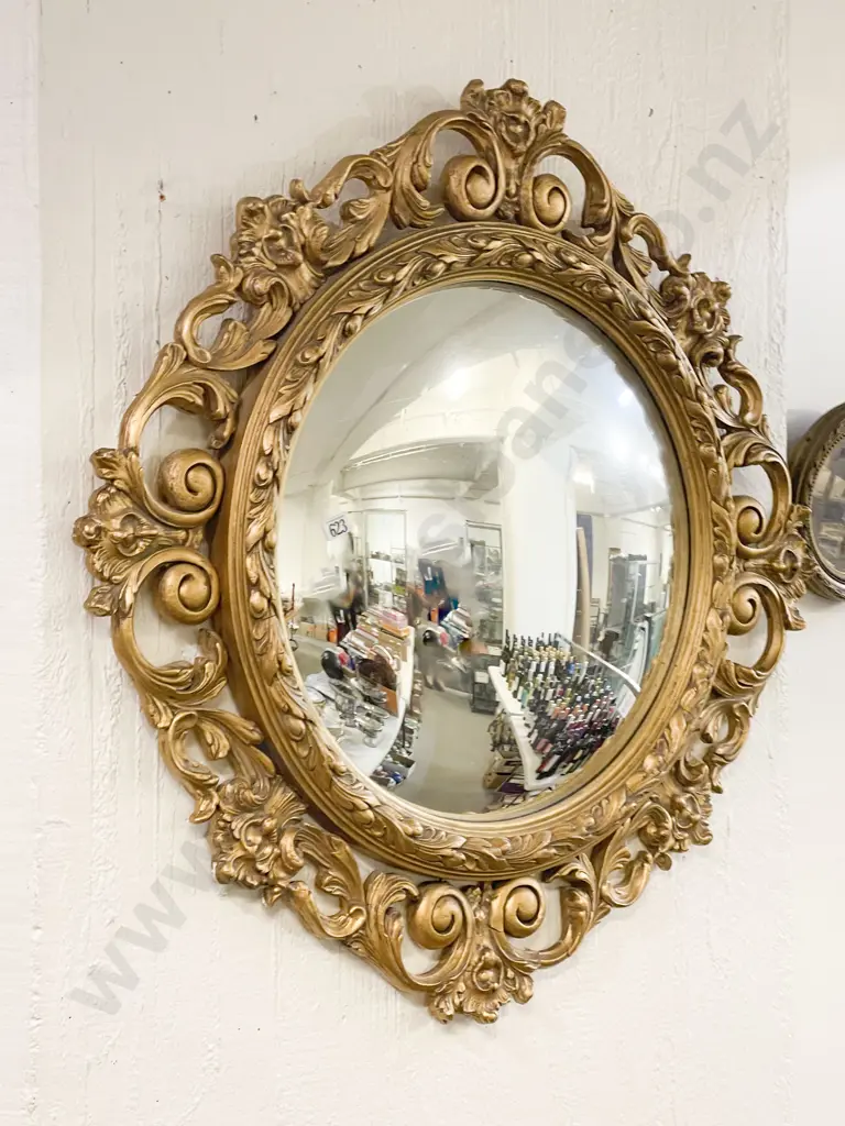Ornate Gilt Framed Convex Wall Mirror Image 1++