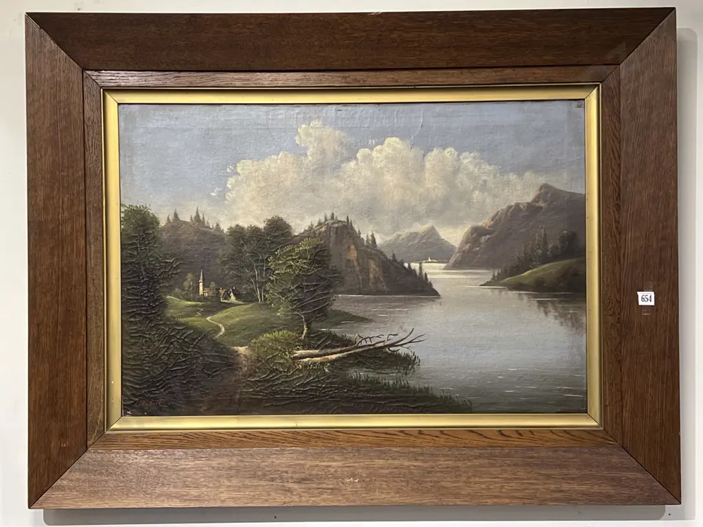 J.Thybolt Antique Oil on Canvas Landscape Image 1++