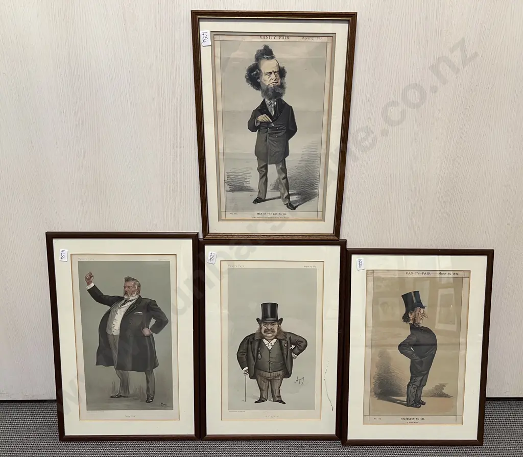 Four Vanity Fair Caricature Framed Book Plates Image 1++