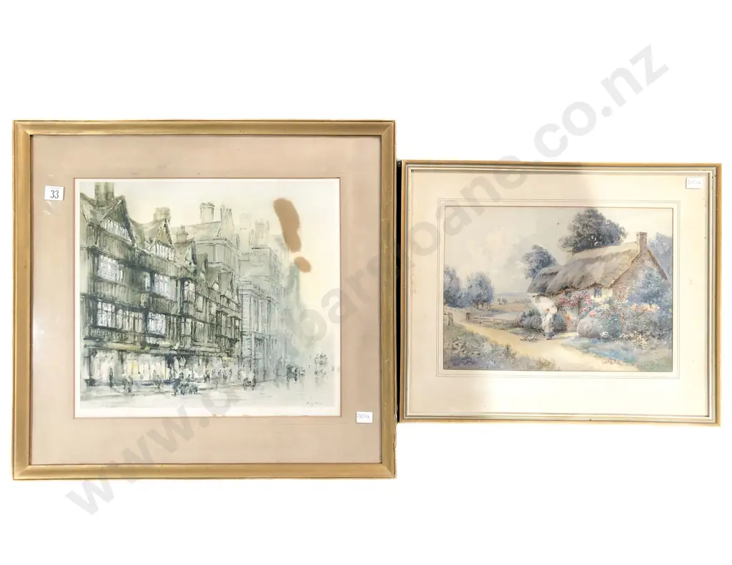 T. Noel Smith - English Watercolour Together with Framed Bookplate Image 1++