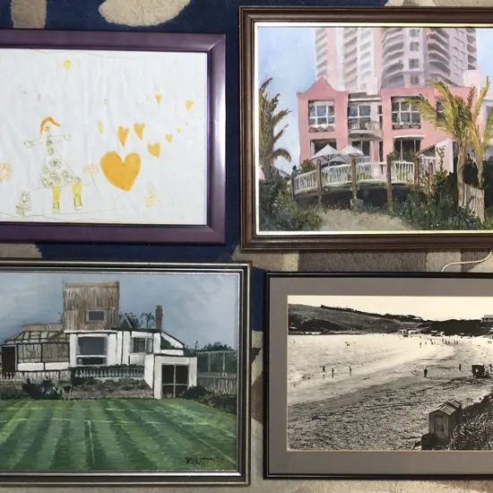 Pair of Architectural Oil Studies together with Four Assorted Frames