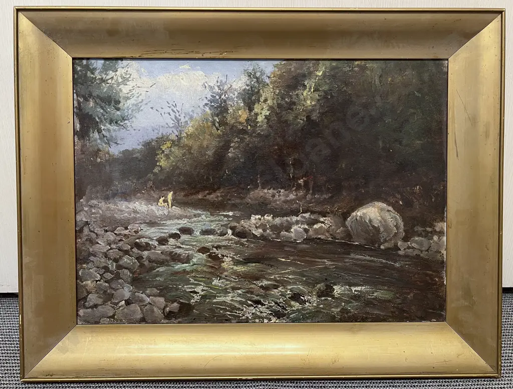 Frank Brooksmith - River Scene With Figures Image 1++