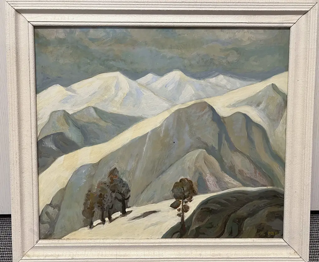 Unknown Russian Artist Oil Mountain Scape Image 1++