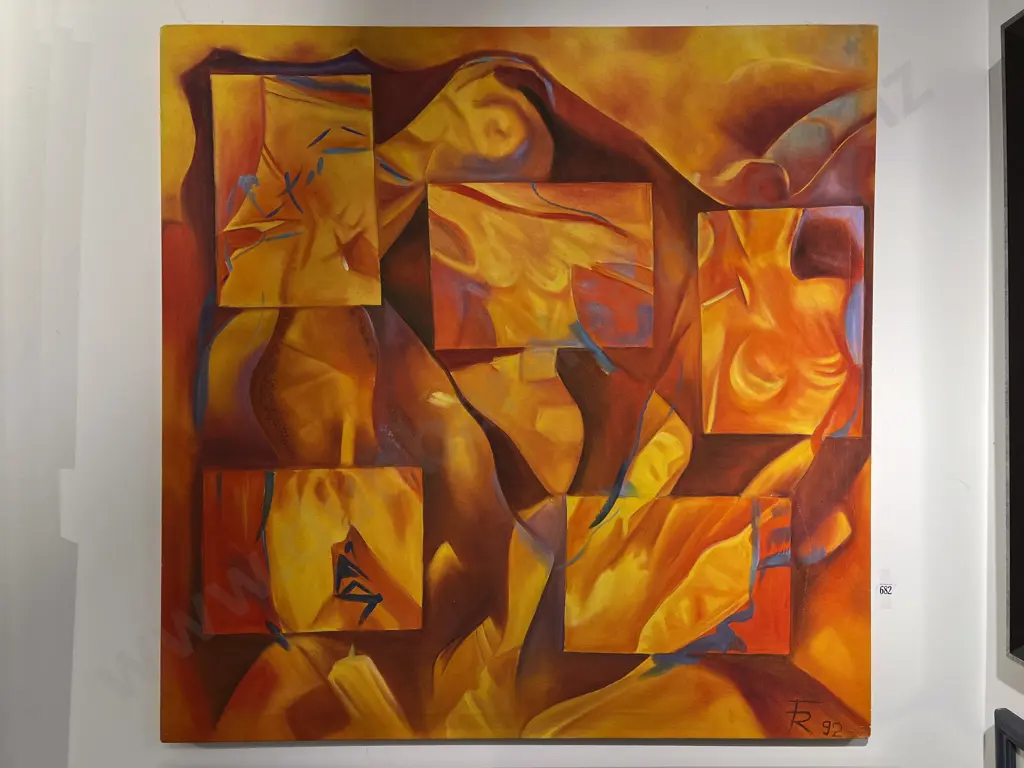 Unknown Artist - Abstract Nude Study Oil on Canvas Image 1++