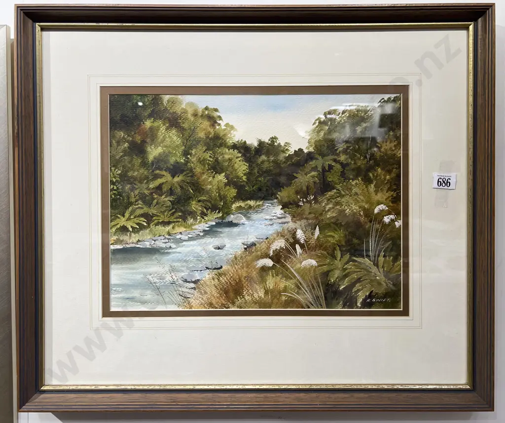 Rena Swift " Bush Stream Tararua's" W/C on Paper Image 1++