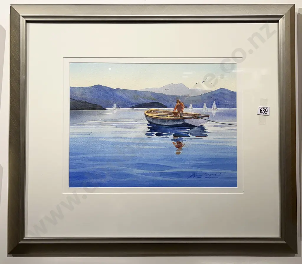 Alfred Memelink "Quiet Evening - Marlborough Sounds" W/C Image 1++