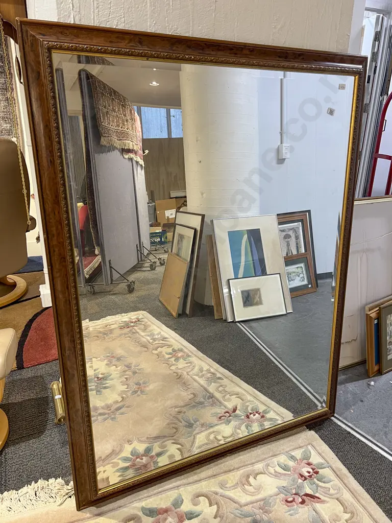 Large Burr Walnut Framed Bevel Edged Wall Mirror Image 1++