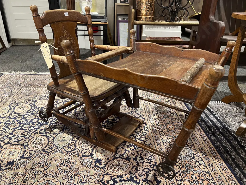 Antique Inlaid Two Form Highchair Image 1++