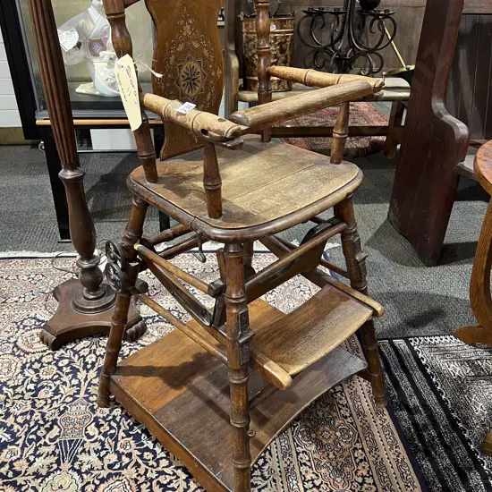Antique Inlaid Two Form Highchair