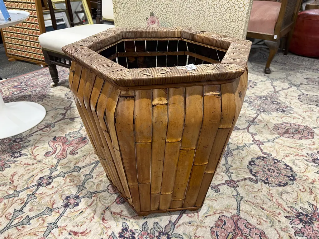 Slatted Cane Hexagonal Planter Image 1++