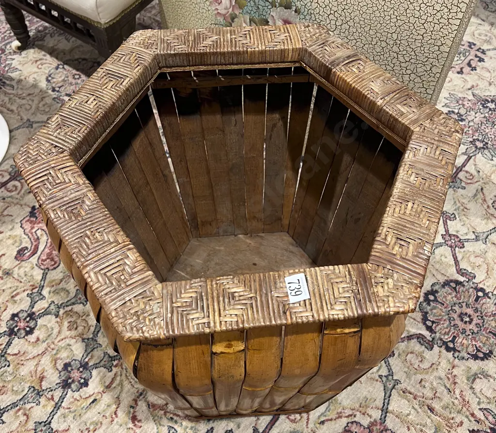 Slatted Cane Hexagonal Planter Image 1++