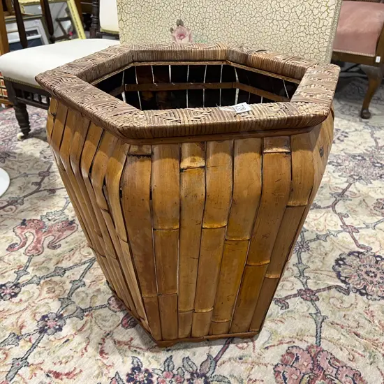 Slatted Cane Hexagonal Planter