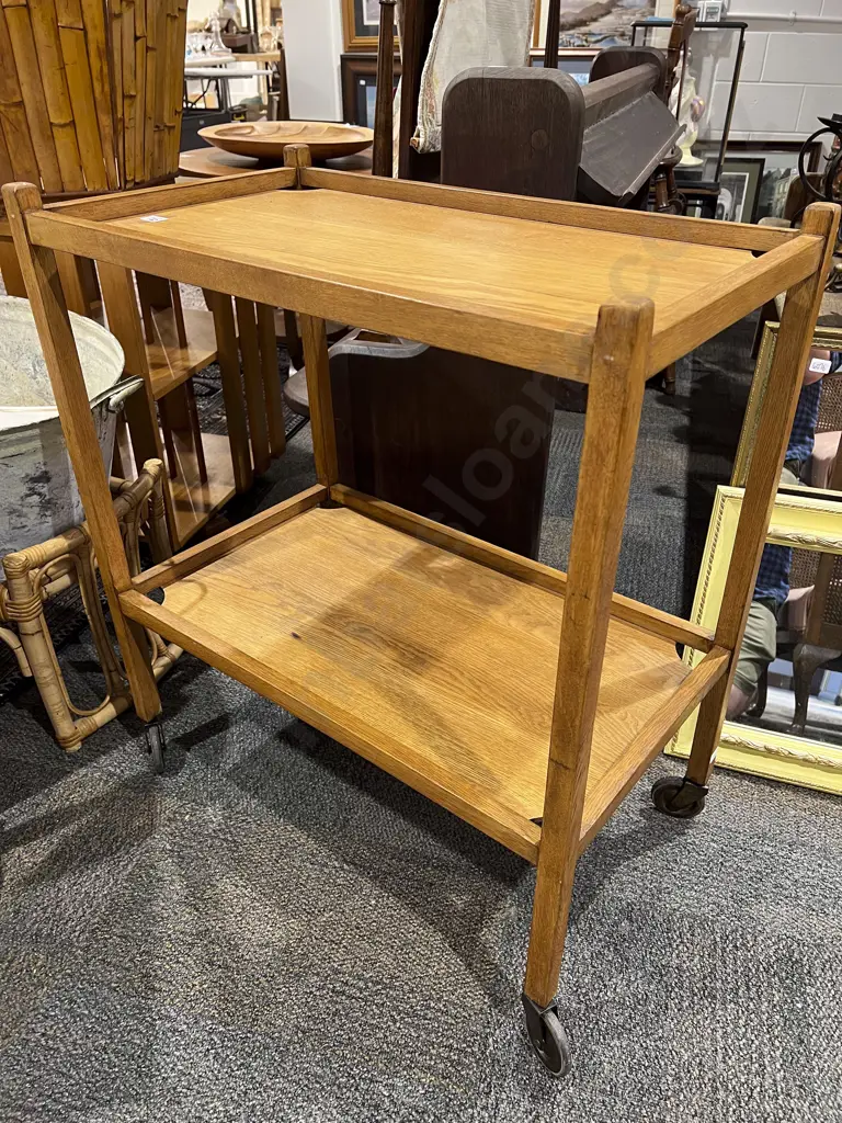 Oak Two Tier Tea Trolley Image 1++