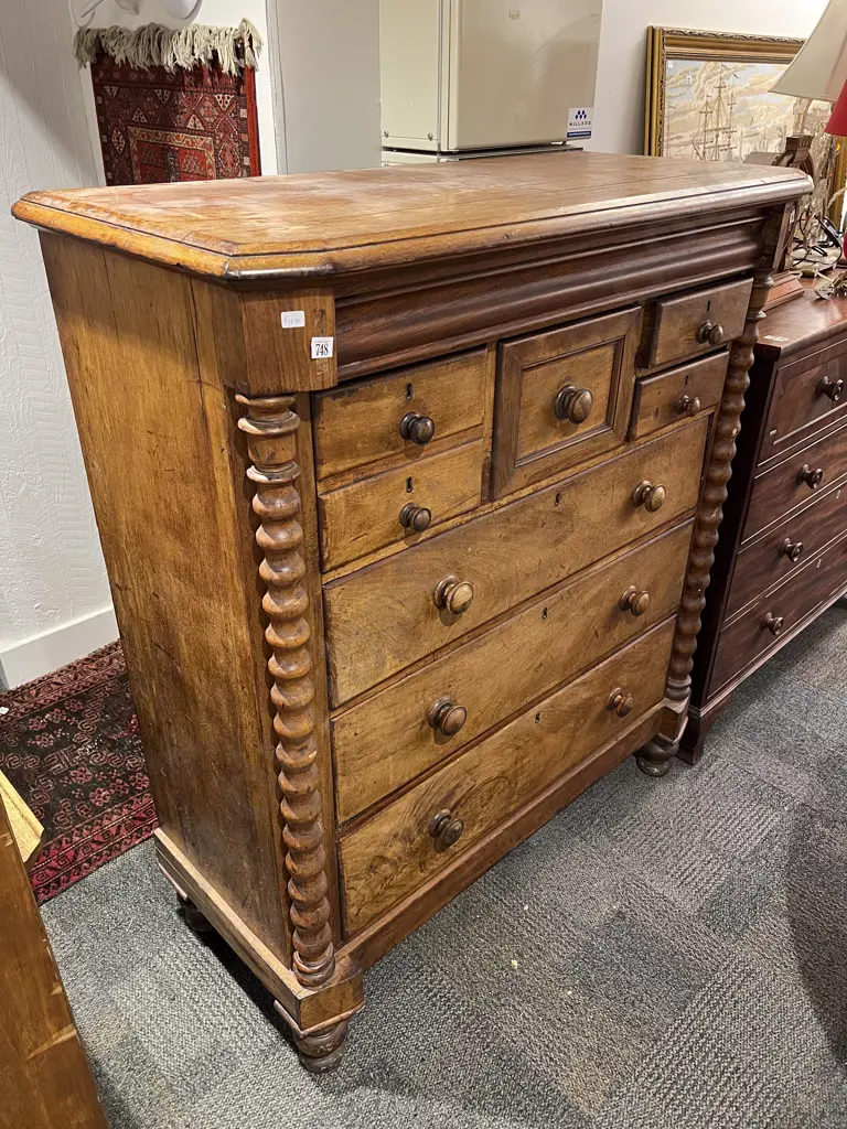 Large Colonial Scotch Chest with Barley Twist Supports Image 1++