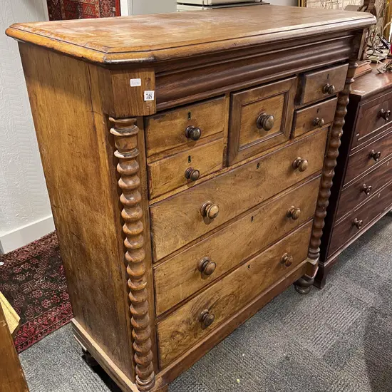 Large Colonial Scotch Chest with Barley Twist Supports