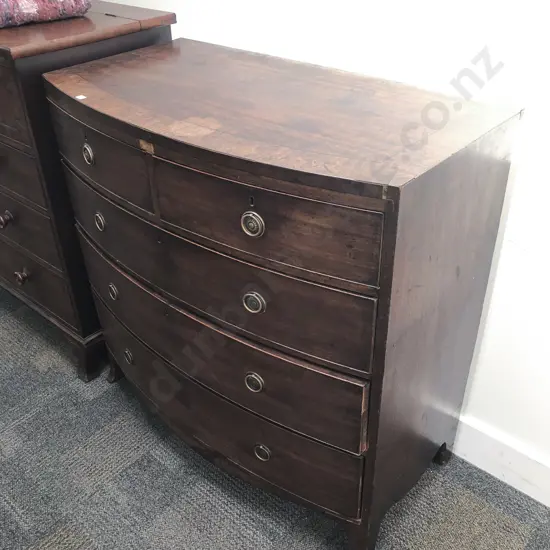 C19th Mahogany Bow Front Chest of Drawers