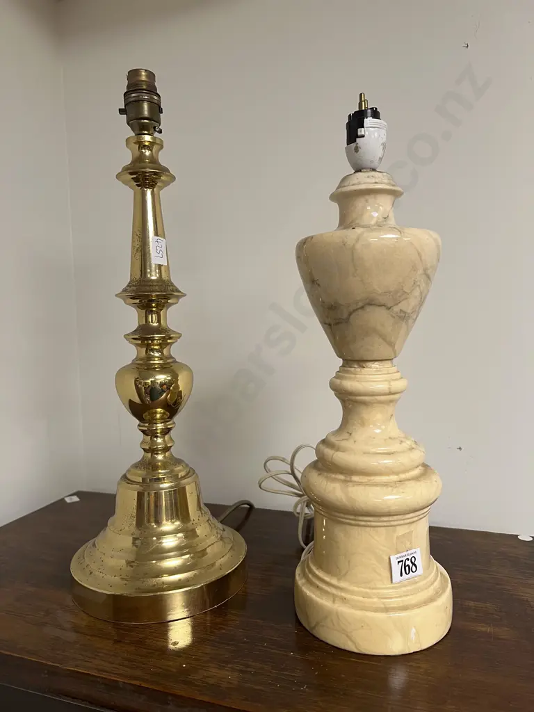 Brass Table Lamp Together with Alabaster Table Lamp Image 1++