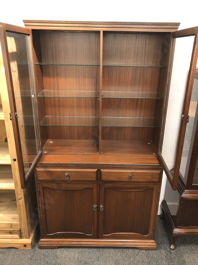 Mahogany Glazed Door Cabinet with Cupboard Base Image 1++
