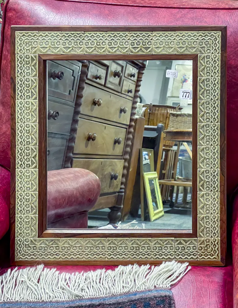 Nissen Langaa Denmark Tile & Rosewood Framed Mirror Image 1++