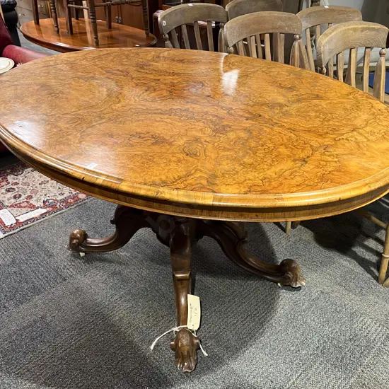 A Good Quality Victorian Burr Walnut Loo Table