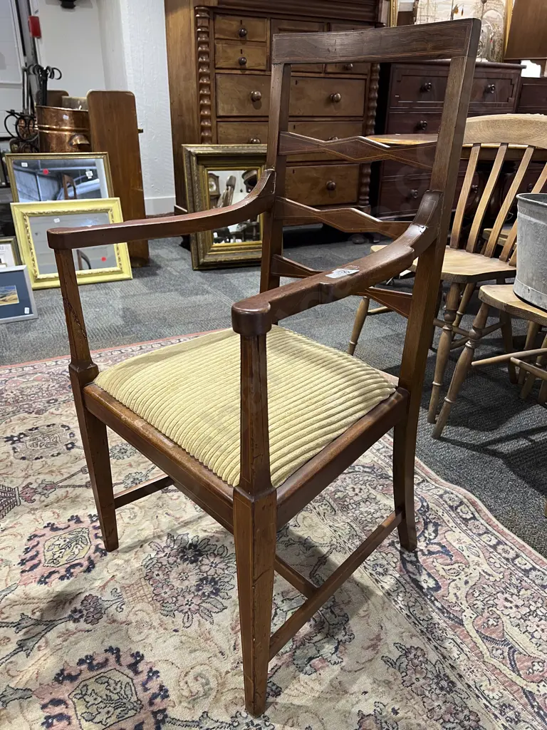 Mahogany Inlaid Elbow Chair (faults) Image 1++