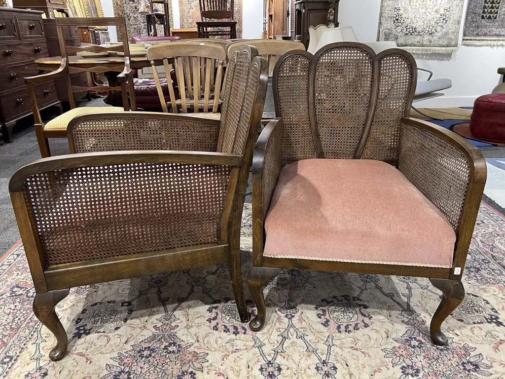 Pair of Mahogany Framed Wycombe Caned Armchairs Image 1++