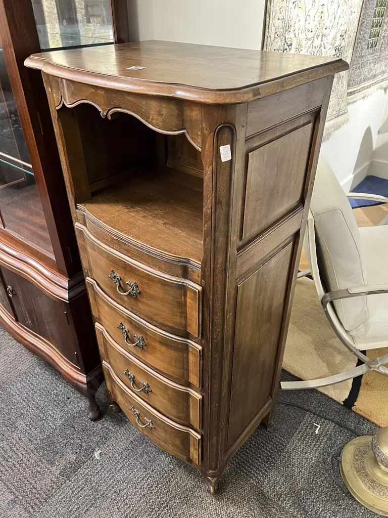 Slender French Walnut Chest With Open Recess Image 1++