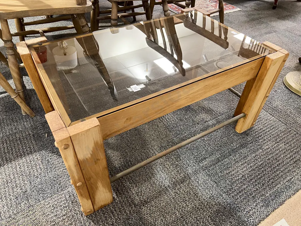 Rectangular Coffee Table with Smoked Glass Top Image 1++