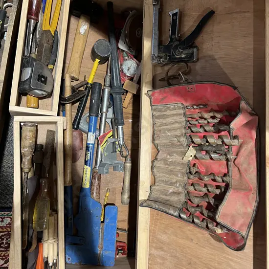 Custom Modern Pine Toolbox with Various Tools