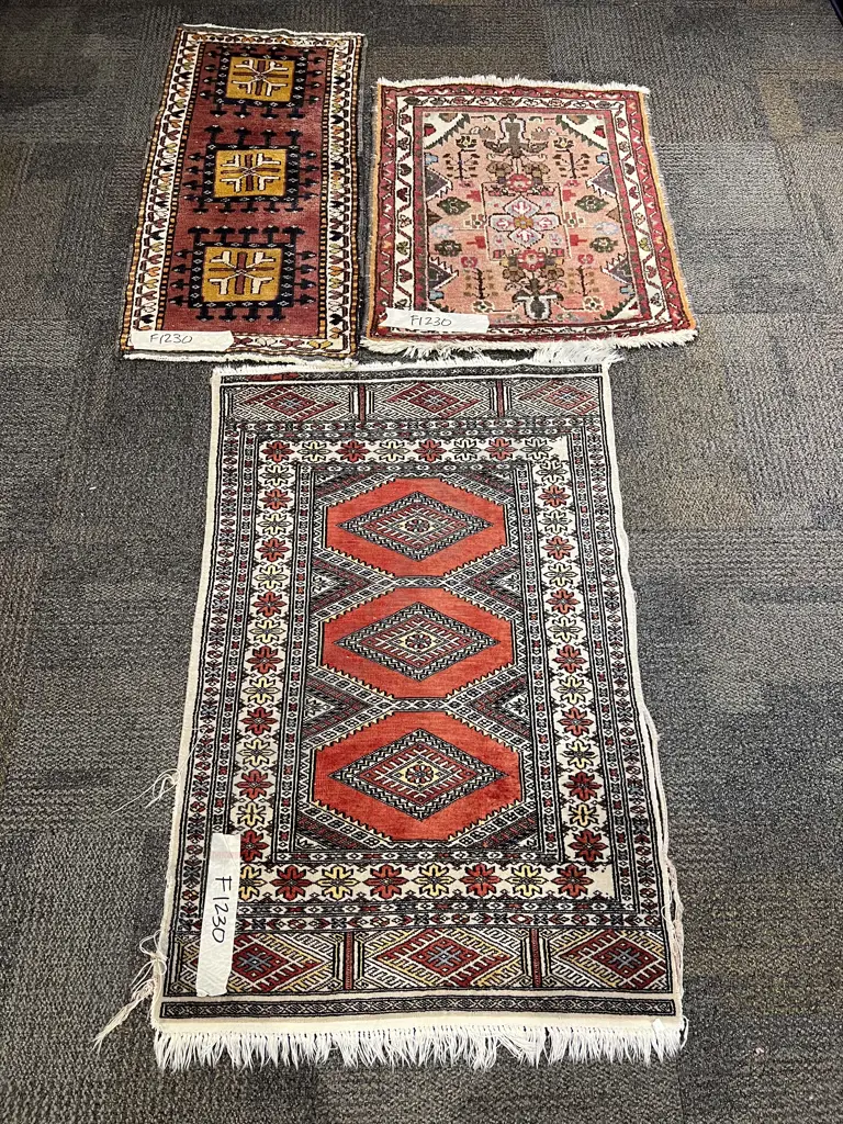 Three Assorted Small Persian Floor Rugs Image 1++